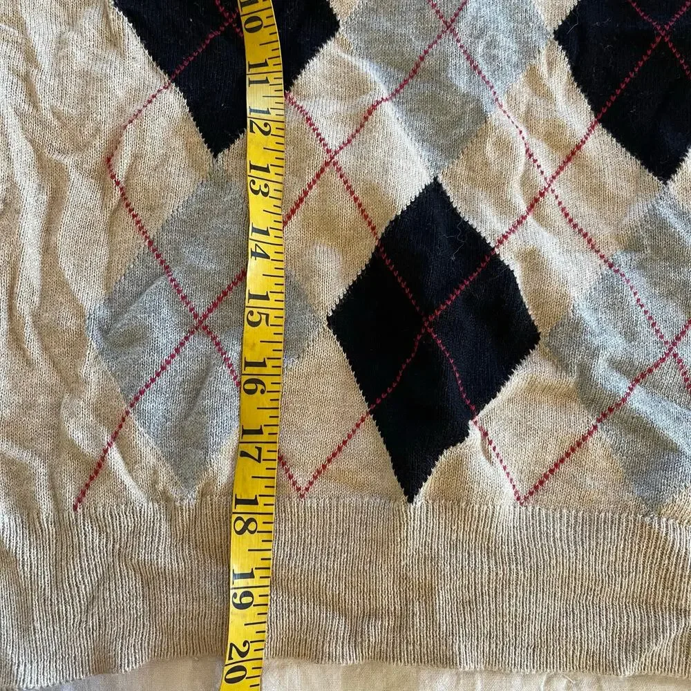 The Children's Place Boys‎ Tan Argyle V-Neck Sweater Size 7/8 Medium